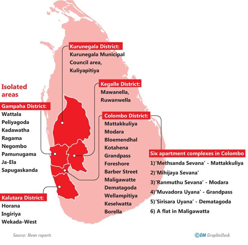 Daily Mirror Curfew lifted, several risk areas in WP, Kegalle